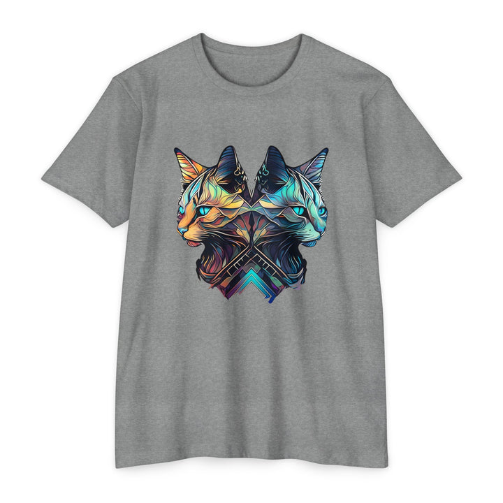 Dual Cat Fusion Art Top - Vibrant Unisex Apparel