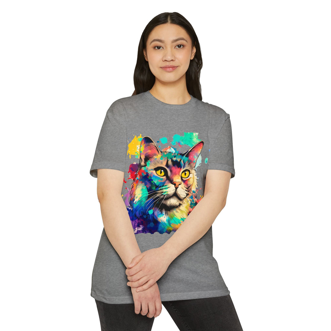 Prismatic Cat T-Shirt - Vivid Feline Art