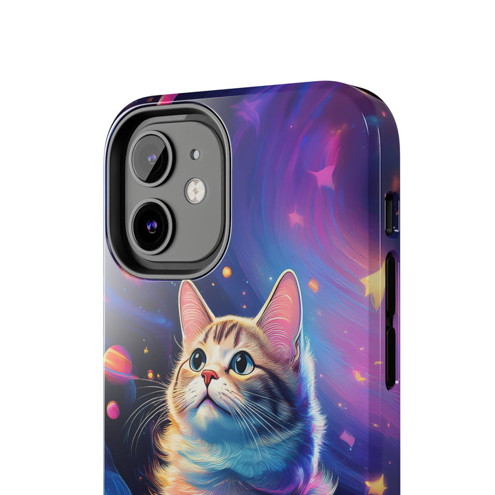 Cosmic Cat Tough Phone Case – Stellar Protection for Your Device