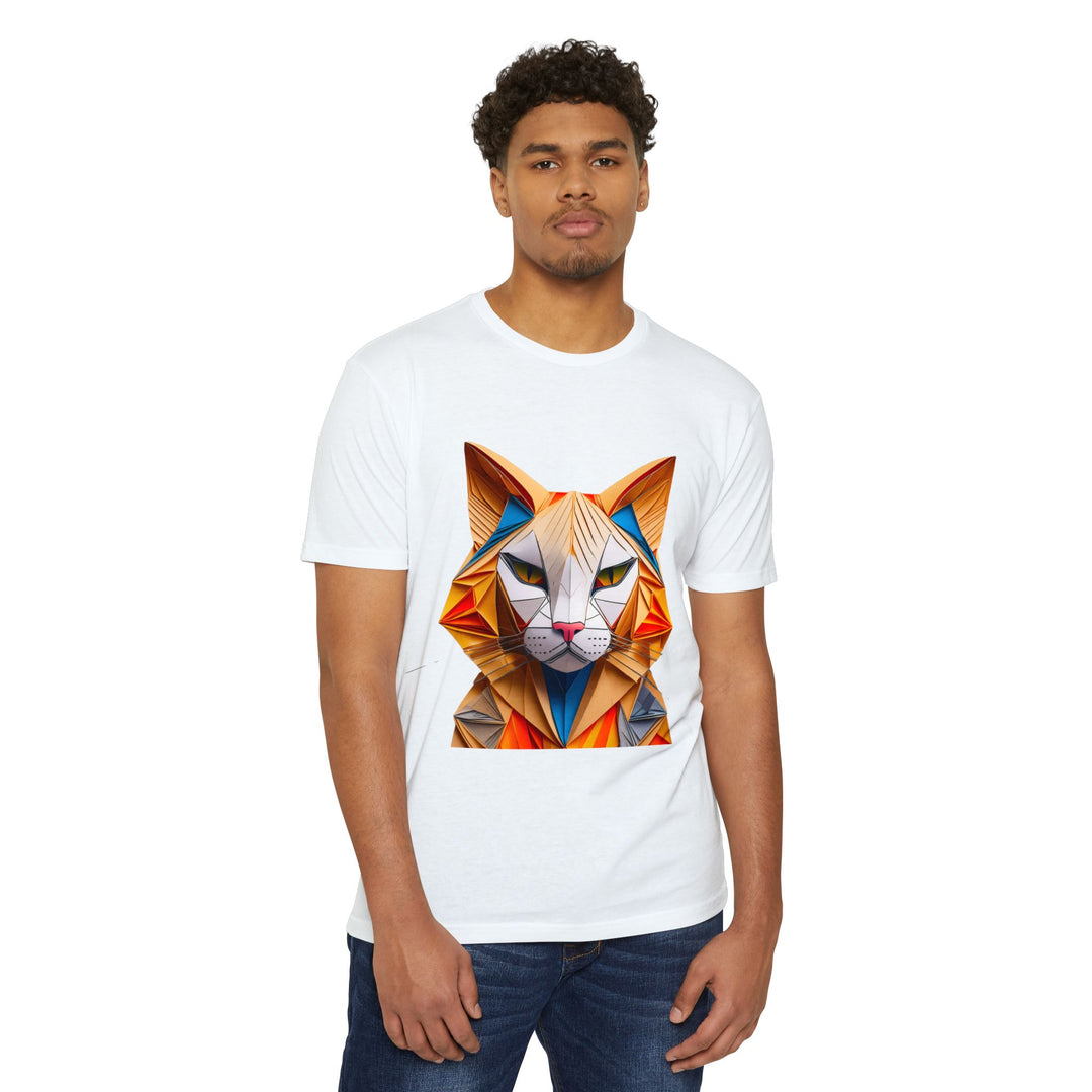 Geometric Feline T-Shirt - Modern Cat Art