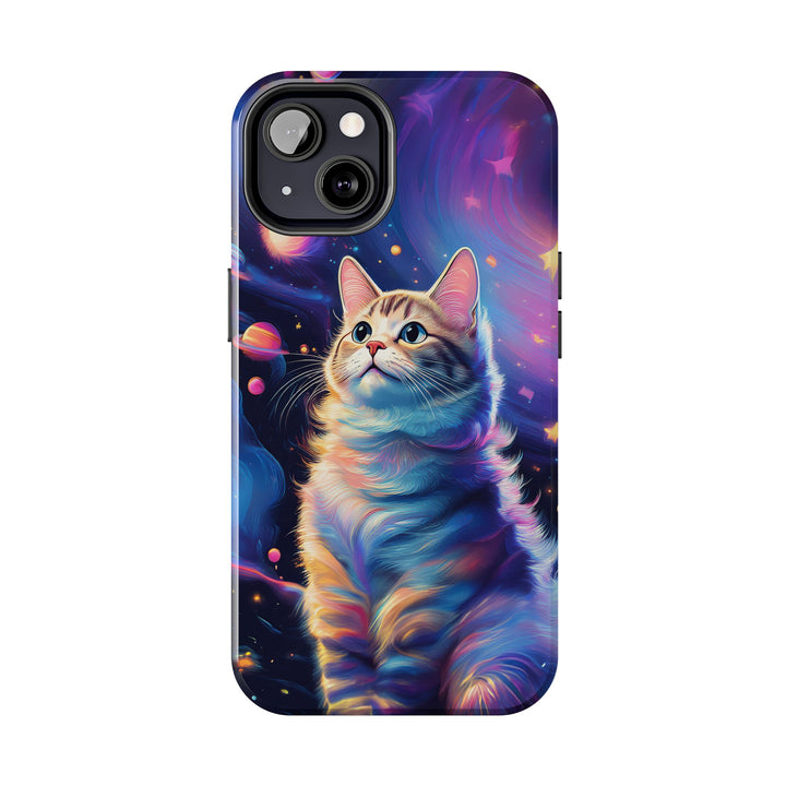 Cosmic Cat Tough Phone Case – Stellar Protection for Your Device