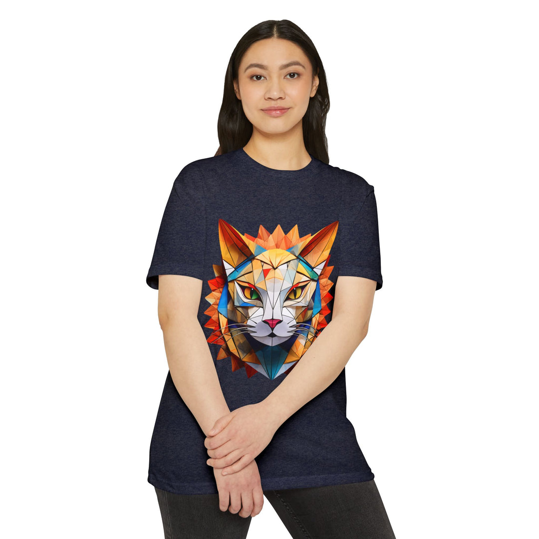 Geometric Feline T-Shirt - Modern Cat Art