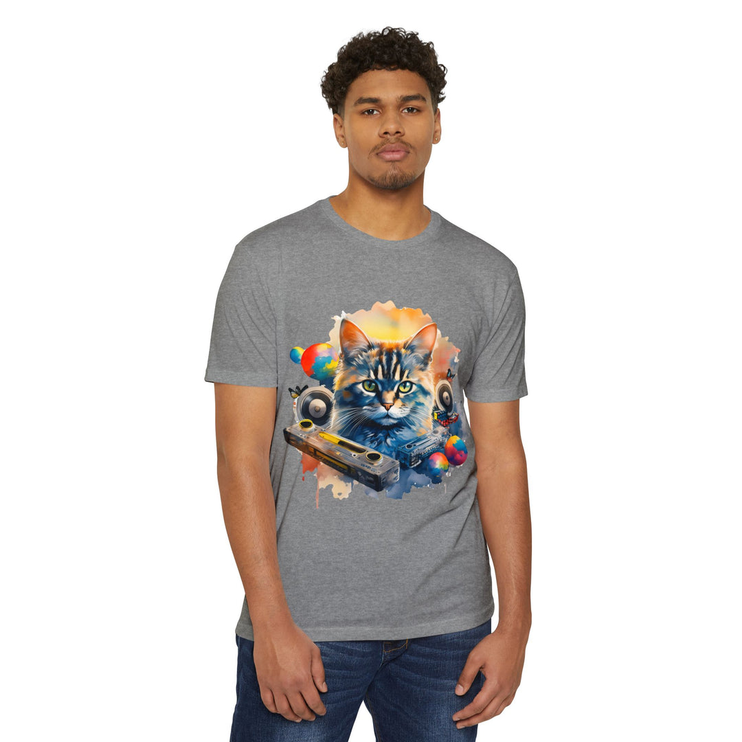 Retro Beats Feline Top - Stylish Unisex T-Shirt