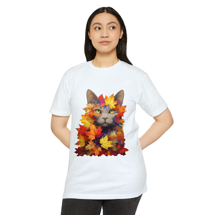 Autumnal Elegance Top - Mystical Feline in Fall Foliage