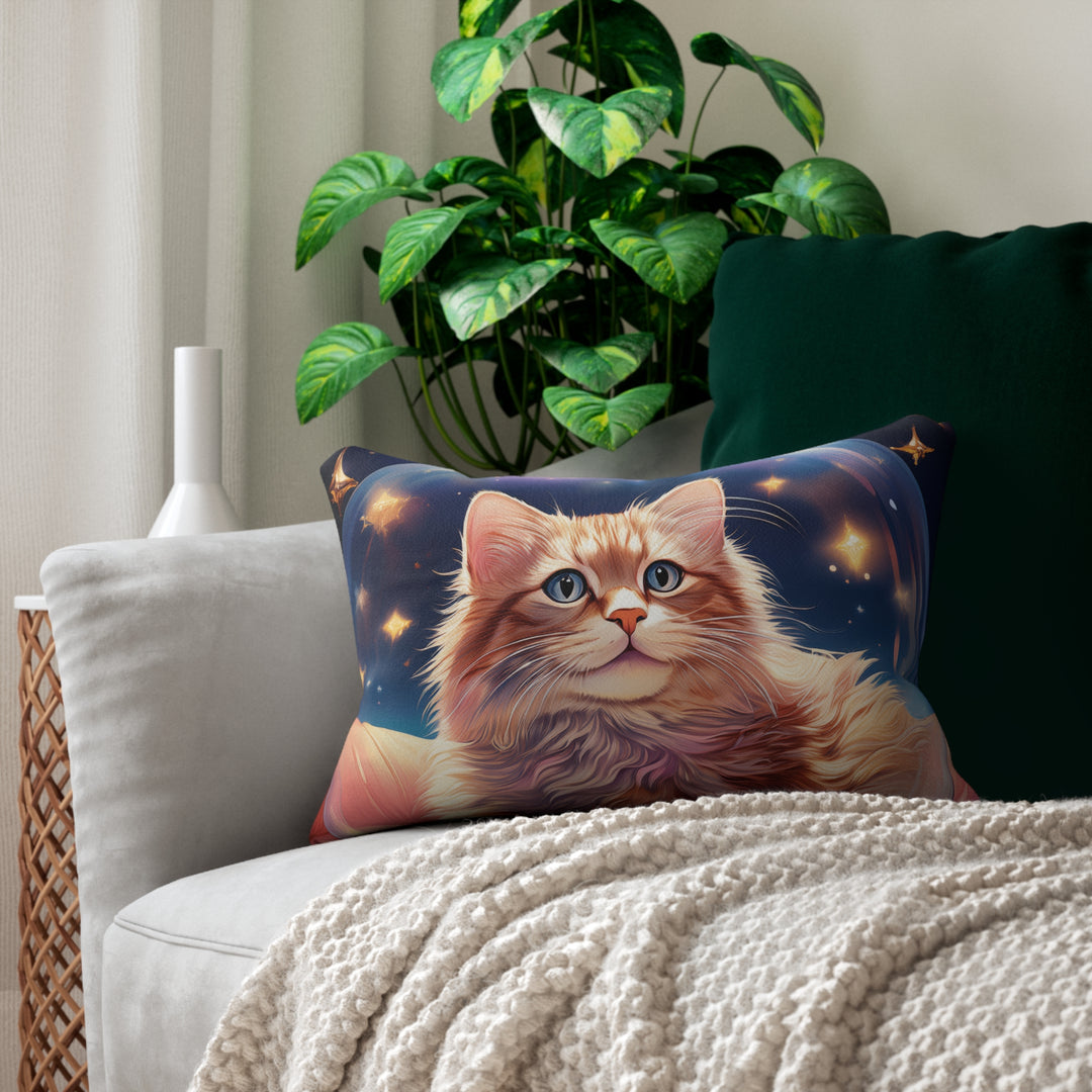 Stellar Serenity Cat Lumbar Pillow – Elevate Your Home Décor with Cosmic Comfort