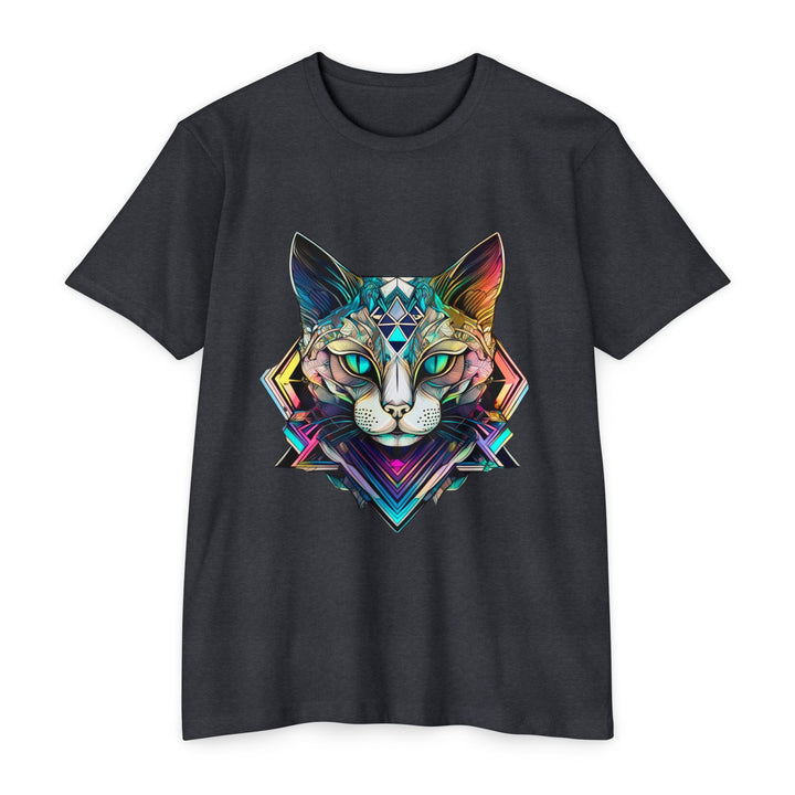 Geometric Feline Majesty T-Shirt - Eye-Catching Unisex Apparel