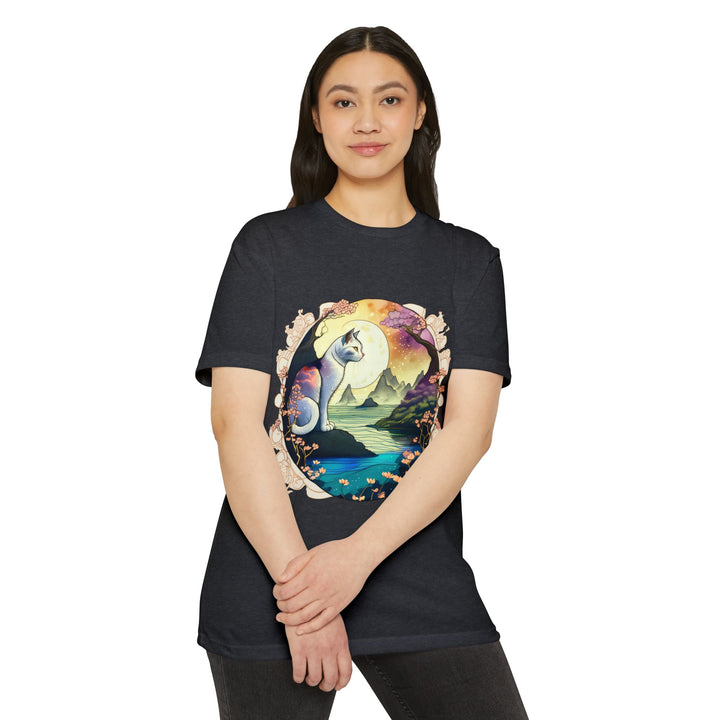 Mystic Moonlit Cat Art Top - Enchanted Night Design