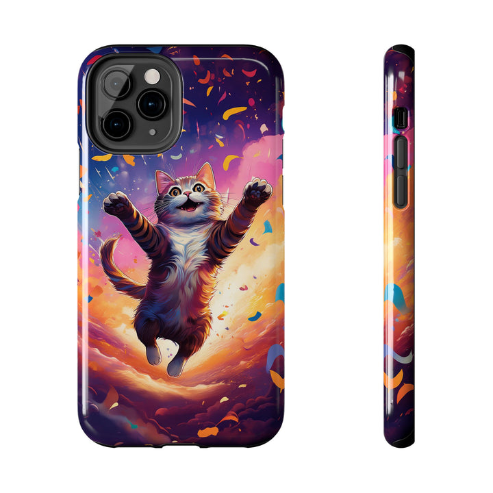 Celebration Cat Tough Phone Case – Bold Protection with a Burst of Fun