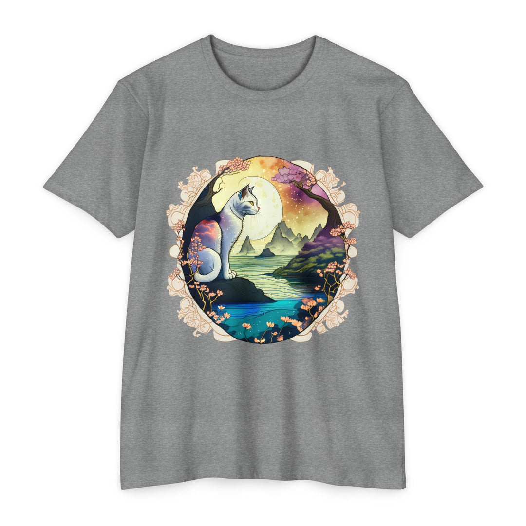 Mystic Moonlit Cat Art Top - Enchanted Night Design