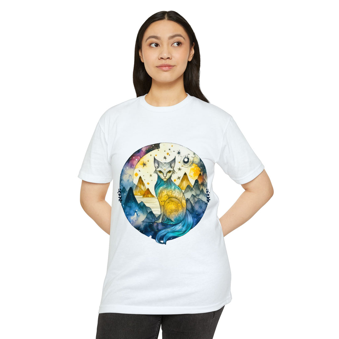 Celestial Cat Dreamscape Top - Unisex Cosmic Journey T-Shirt