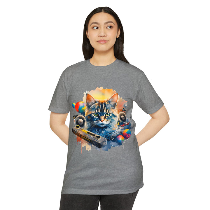 Retro Beats Feline Top - Stylish Unisex T-Shirt