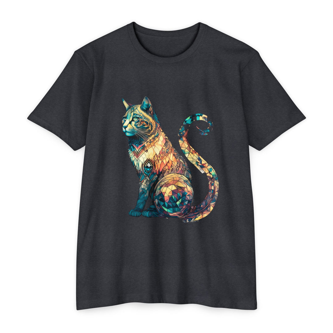 Geometric Feline Majesty Top - Stylish Unisex T-Shirt