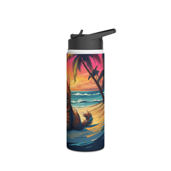 Tropical Sunset Cat Stainless Steel Water Bottle – Sip in Paradise