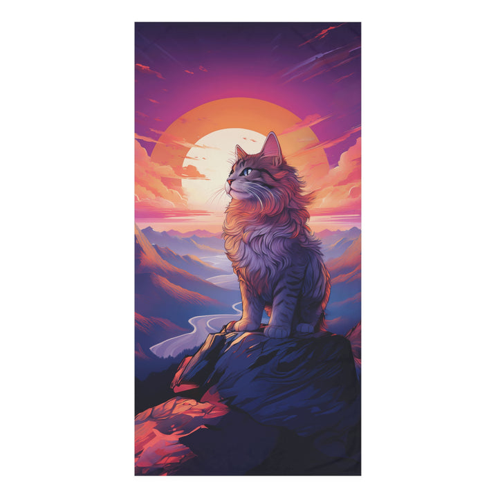 Majestic Sunset Cat Beach Towel – Luxurious Comfort for Your Summer Adventures