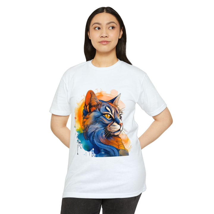 Sunset Gaze Cat Top - Unisex Vivid Portrait T-Shirt