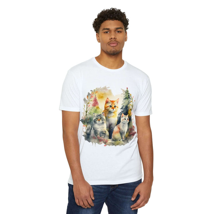 Forest Whispers Cat Top - Unisex Nature-Inspired Watercolor T-Shirt