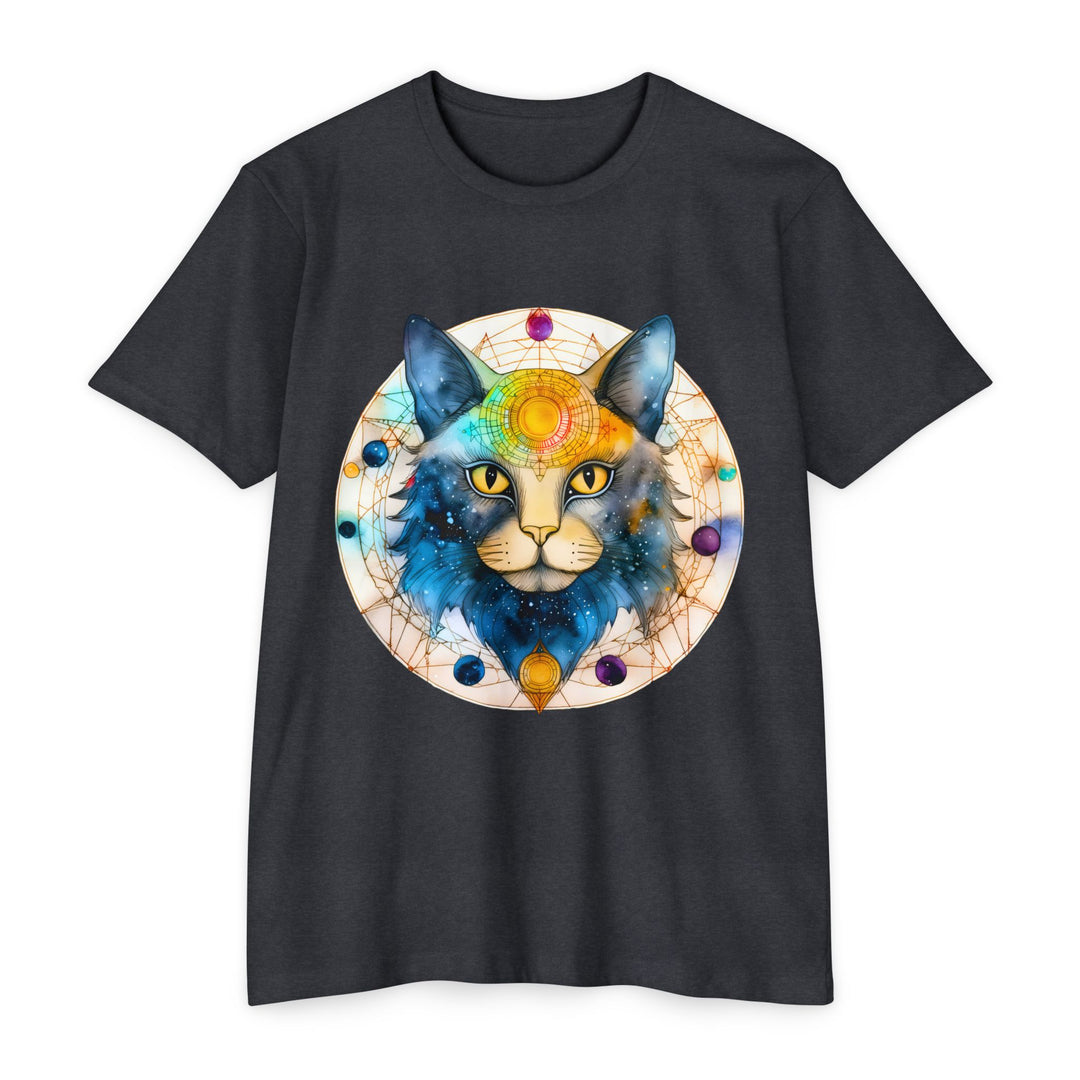 Galactic Feline Enlightenment Top - Cosmic Cat Artistry