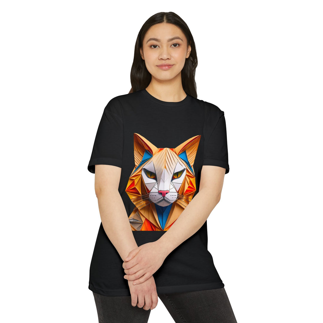 Geometric Feline T-Shirt - Modern Cat Art