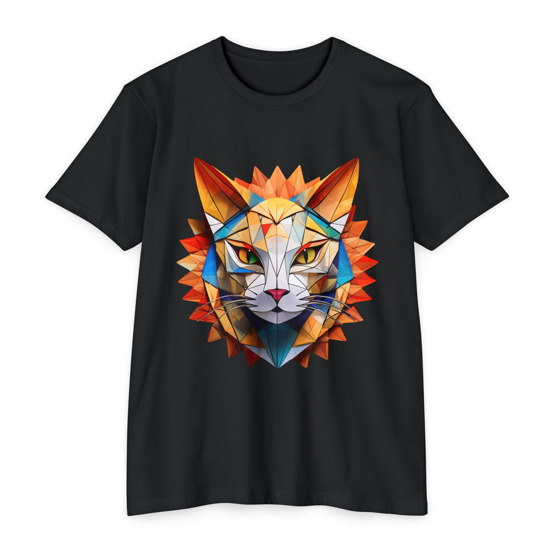 Geometric Feline T-Shirt - Modern Cat Art