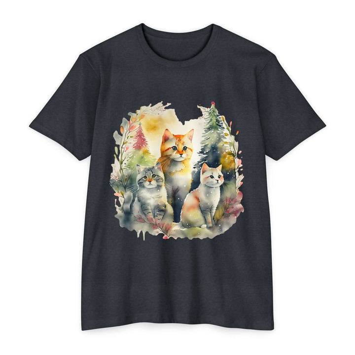 Forest Whispers Cat Top - Unisex Nature-Inspired Watercolor T-Shirt