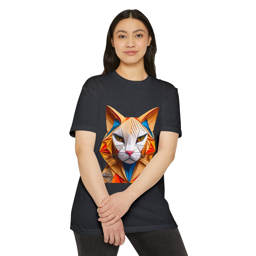 Geometric Feline T-Shirt - Modern Cat Art