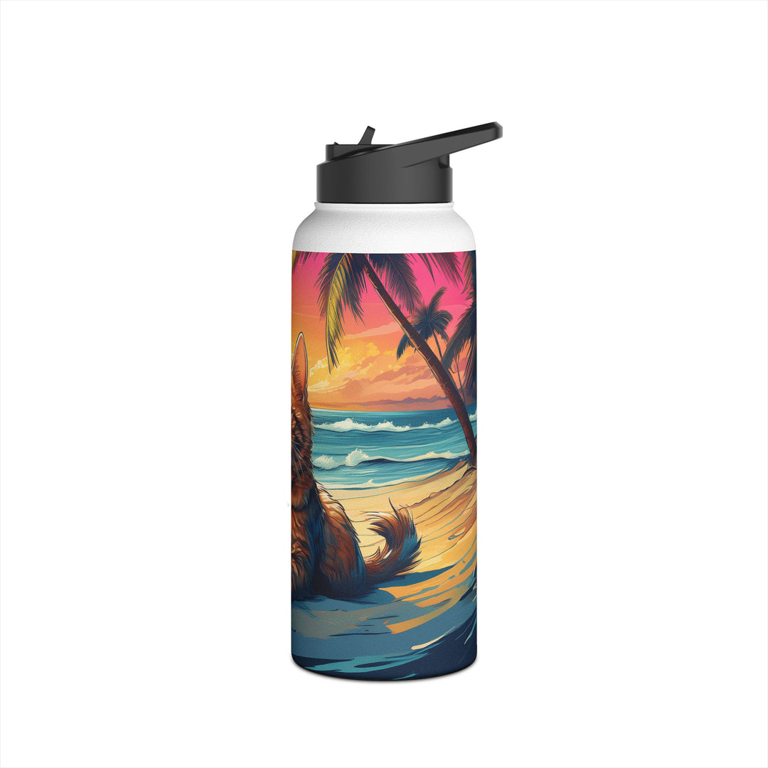 Tropical Sunset Cat Stainless Steel Water Bottle – Sip in Paradise