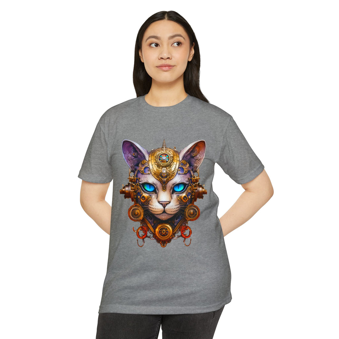 Steampunk Feline Majesty Top - Mechanical Cat Artistry