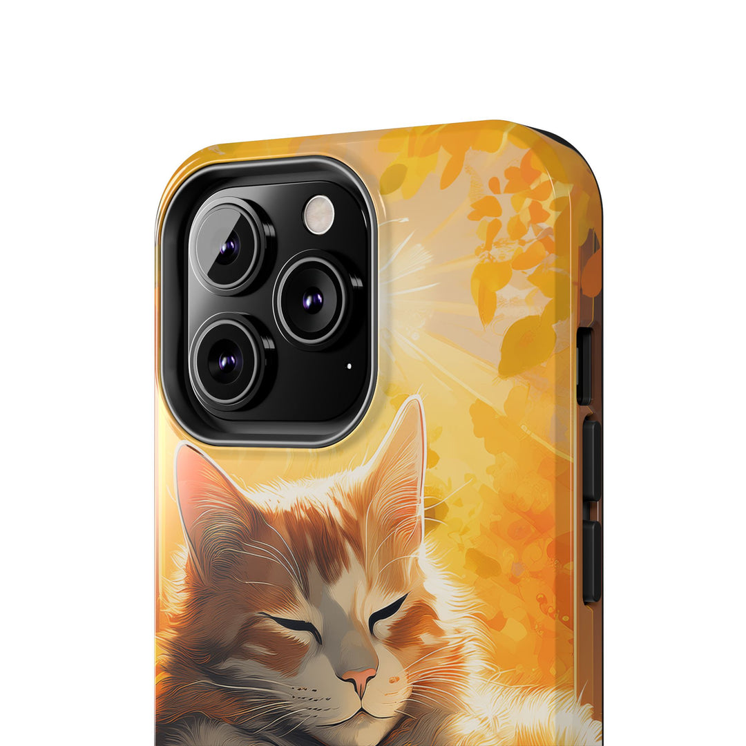 Sunlit Cat Tough Phone Case – Warmth and Protection in One