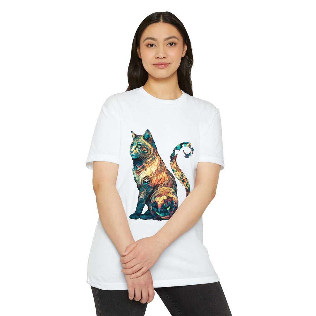 Geometric Feline Majesty Top - Stylish Unisex T-Shirt