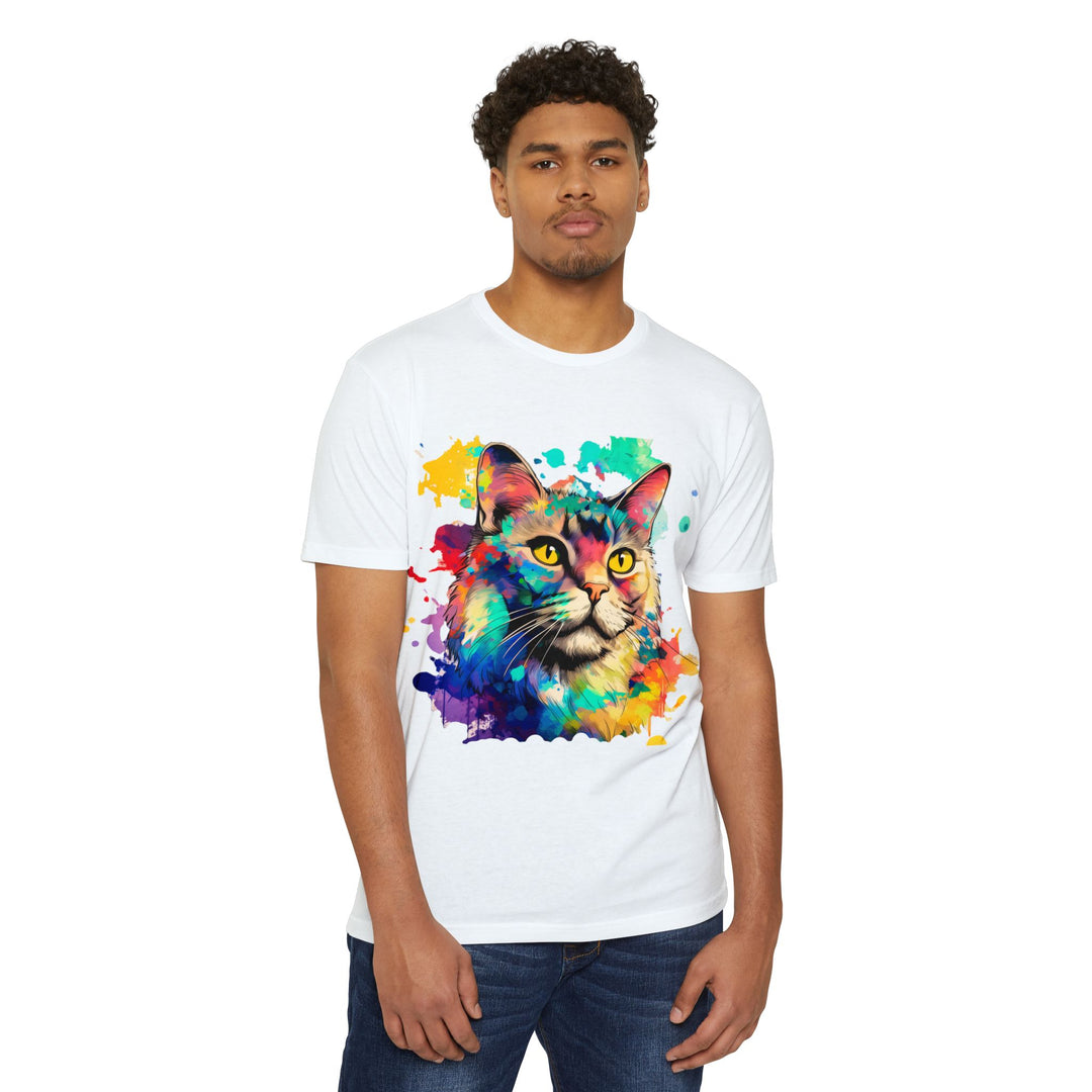 Prismatic Cat T-Shirt - Vivid Feline Art