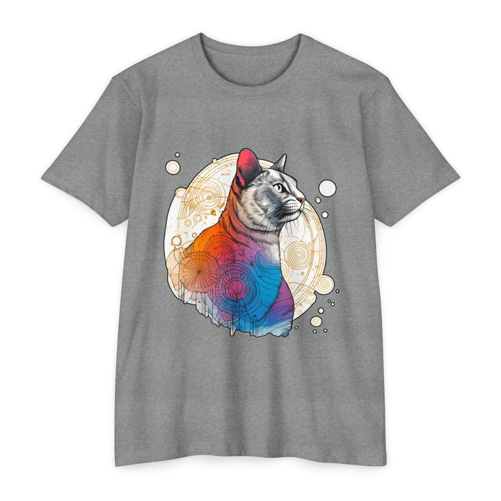 Geometric Galaxy Cat T-Shirt - Cosmic Feline Art