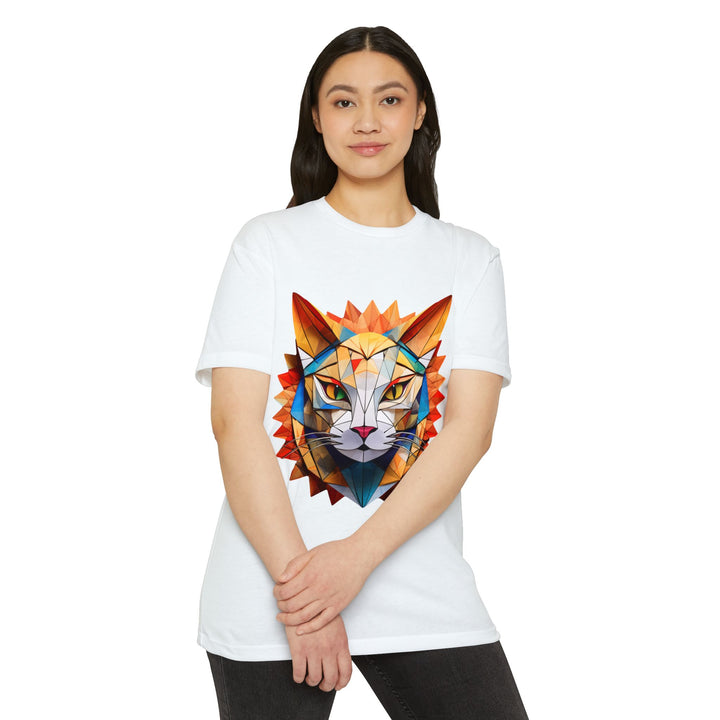 Geometric Feline T-Shirt - Modern Cat Art