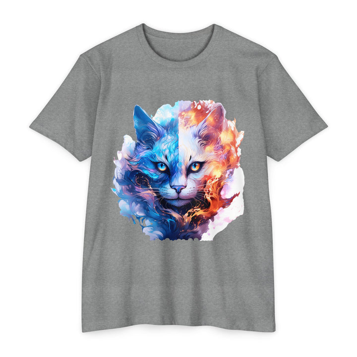 Yin-Yang Feline Fusion Art Top - Fire and Ice Cat Design