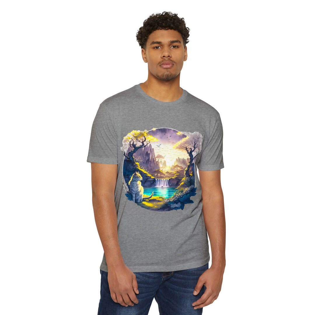 Mystical Realm Cat Top- Unisex Fantasy Landscape T-Shirt