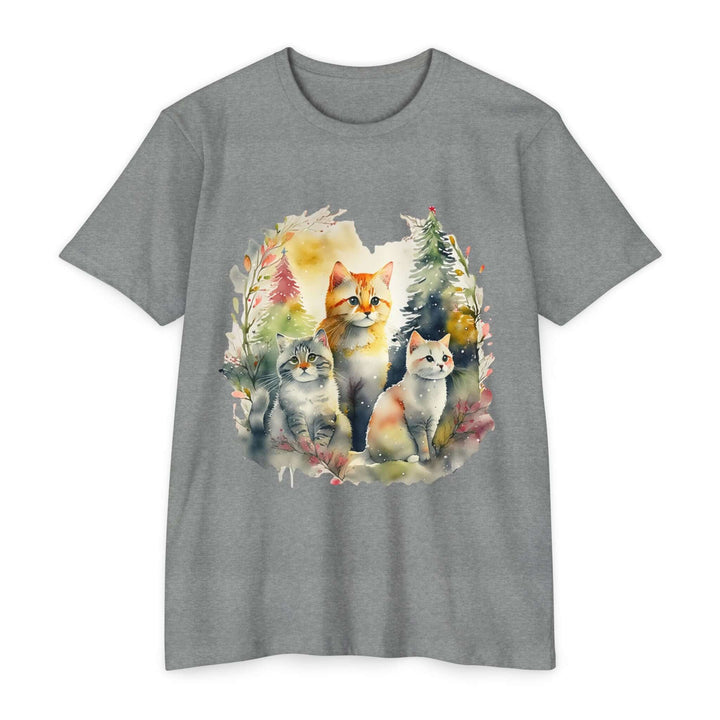 Forest Whispers Cat Top - Unisex Nature-Inspired Watercolor T-Shirt