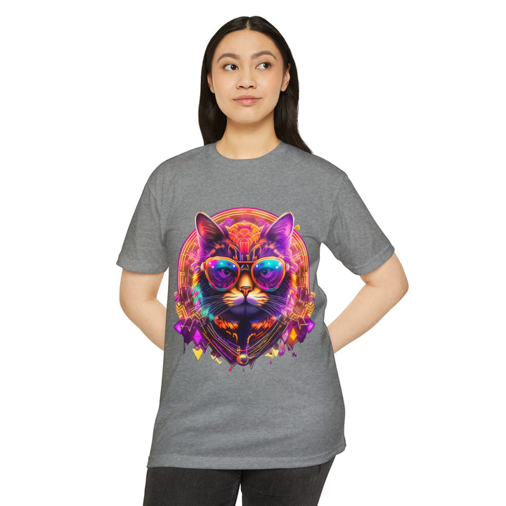 Cosmic Vibes Cat Top - Unisex Retro-Futuristic T-Shirt