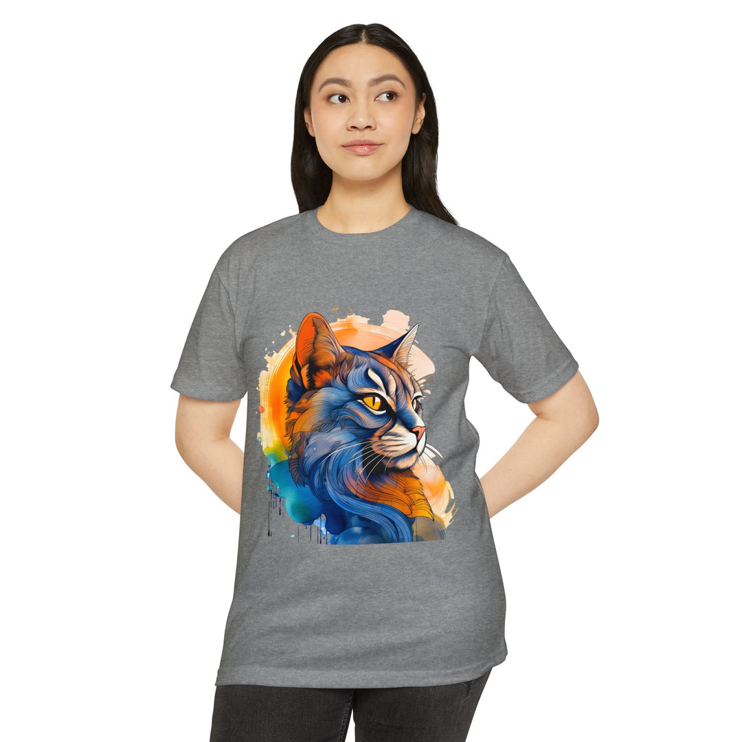 Sunset Gaze Cat Top - Unisex Vivid Portrait T-Shirt