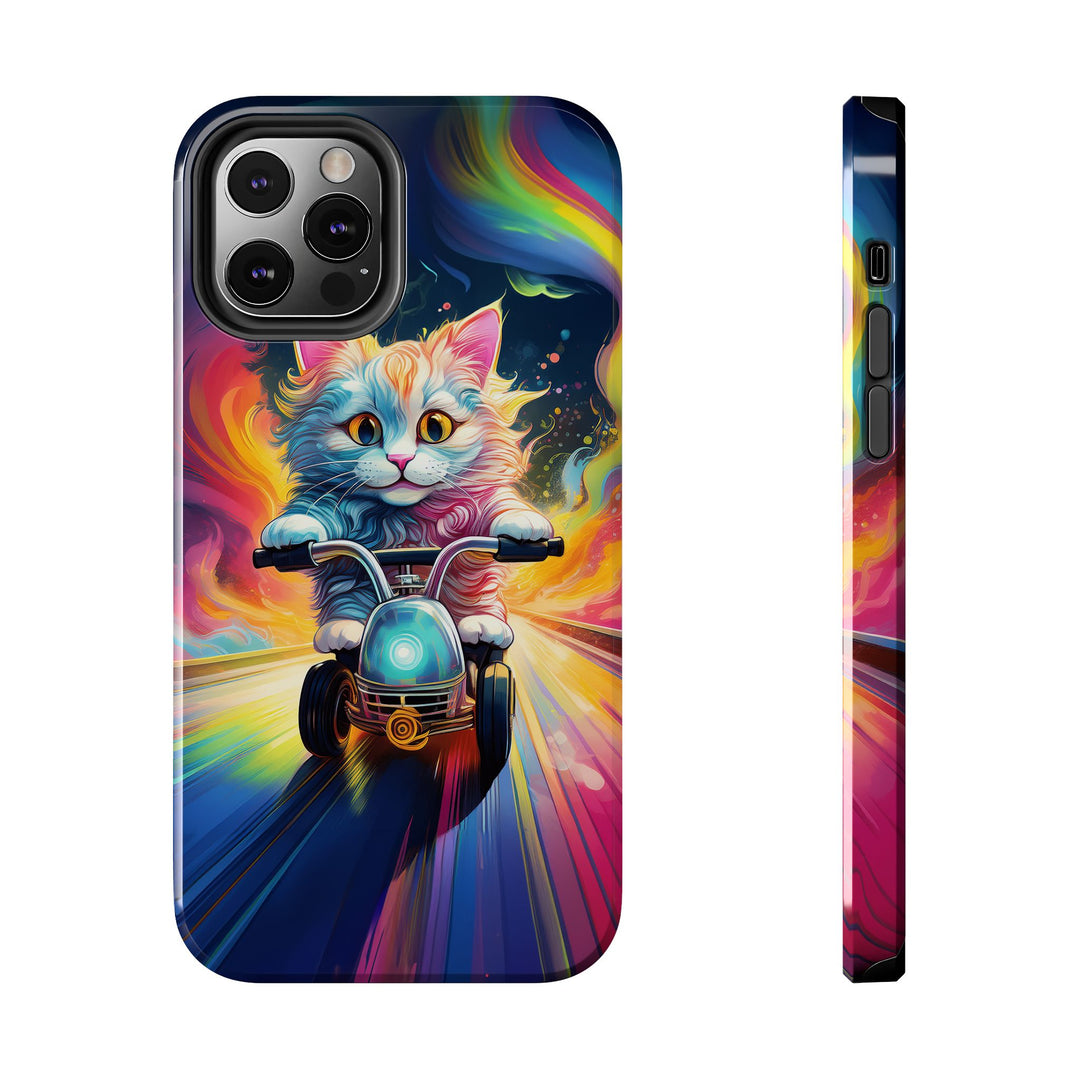 Motorbike Cat Tough Phone Case – Bold Protection with a Dash of Adventure