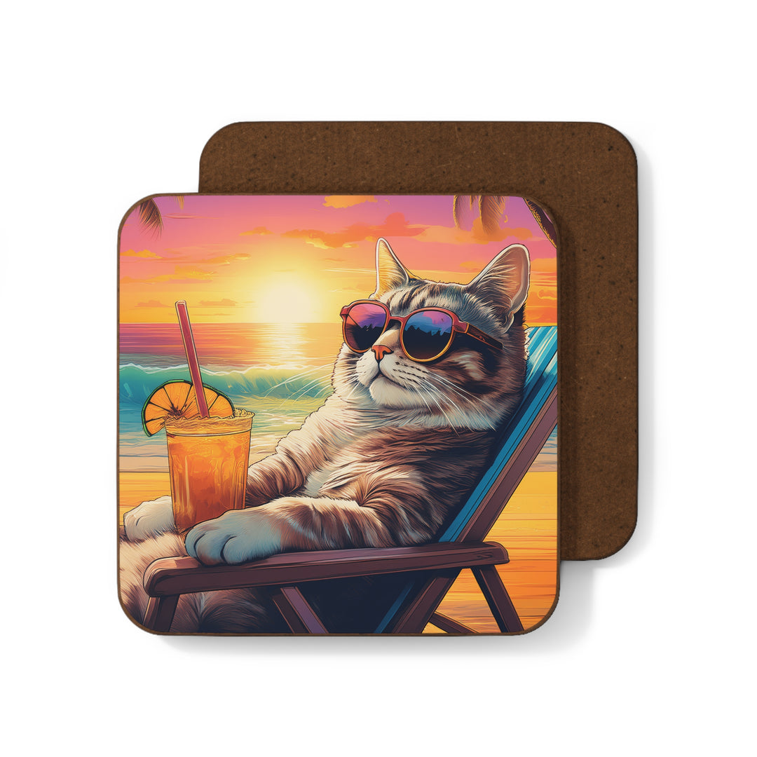 Chill Cat Beach Vibes Coaster – Relax in Style