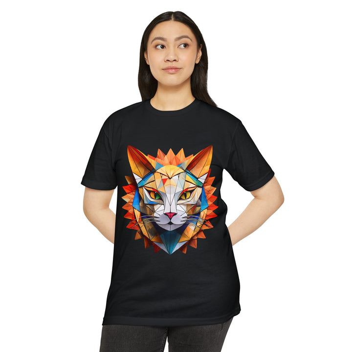 Geometric Feline T-Shirt - Modern Cat Art