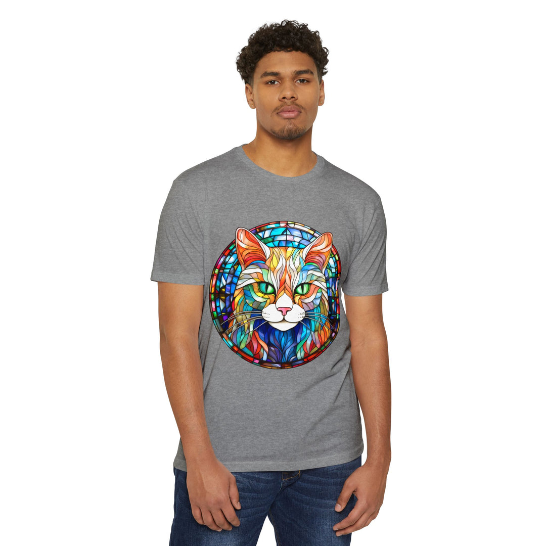 Stained Glass Cat T-Shirt - Kaleidoscope Cat Magic