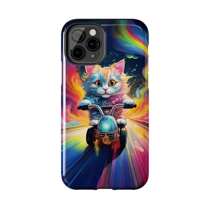 Motorbike Cat Tough Phone Case – Bold Protection with a Dash of Adventure