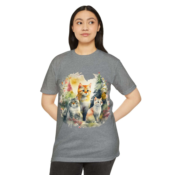 Forest Whispers Cat Top - Unisex Nature-Inspired Watercolor T-Shirt