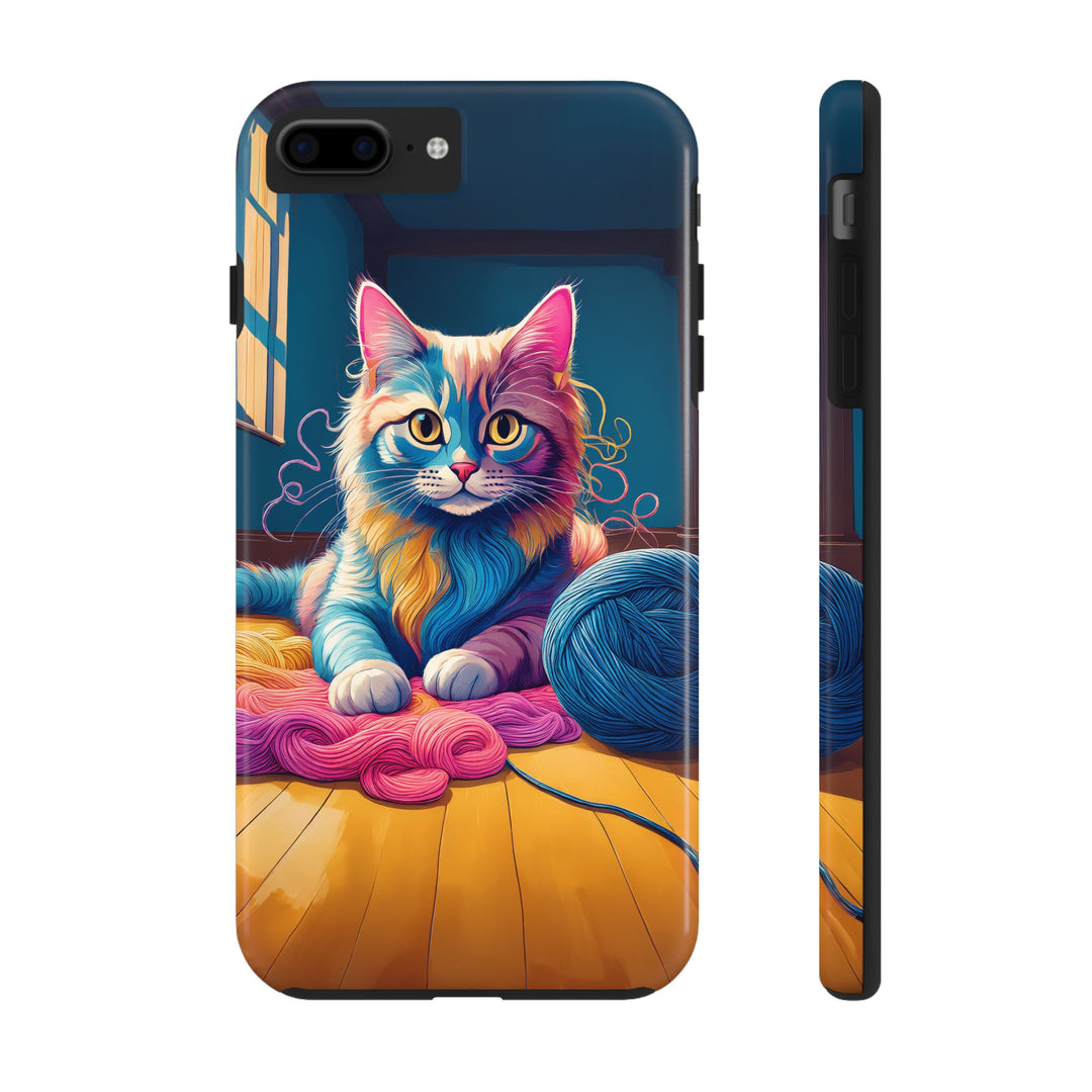 Playful Yarn Cat Tough Phone Case – Protection with a Cozy Twist