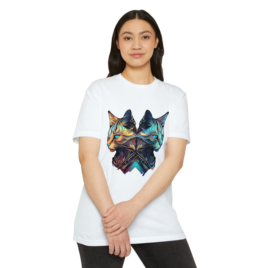 Dual Cat Fusion Art Top - Vibrant Unisex Apparel