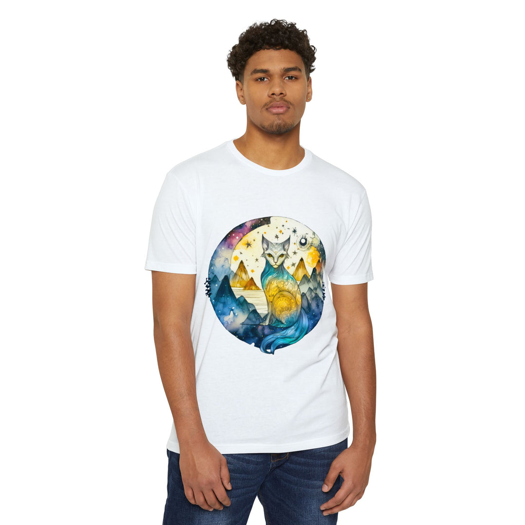 Celestial Cat Dreamscape Top - Unisex Cosmic Journey T-Shirt