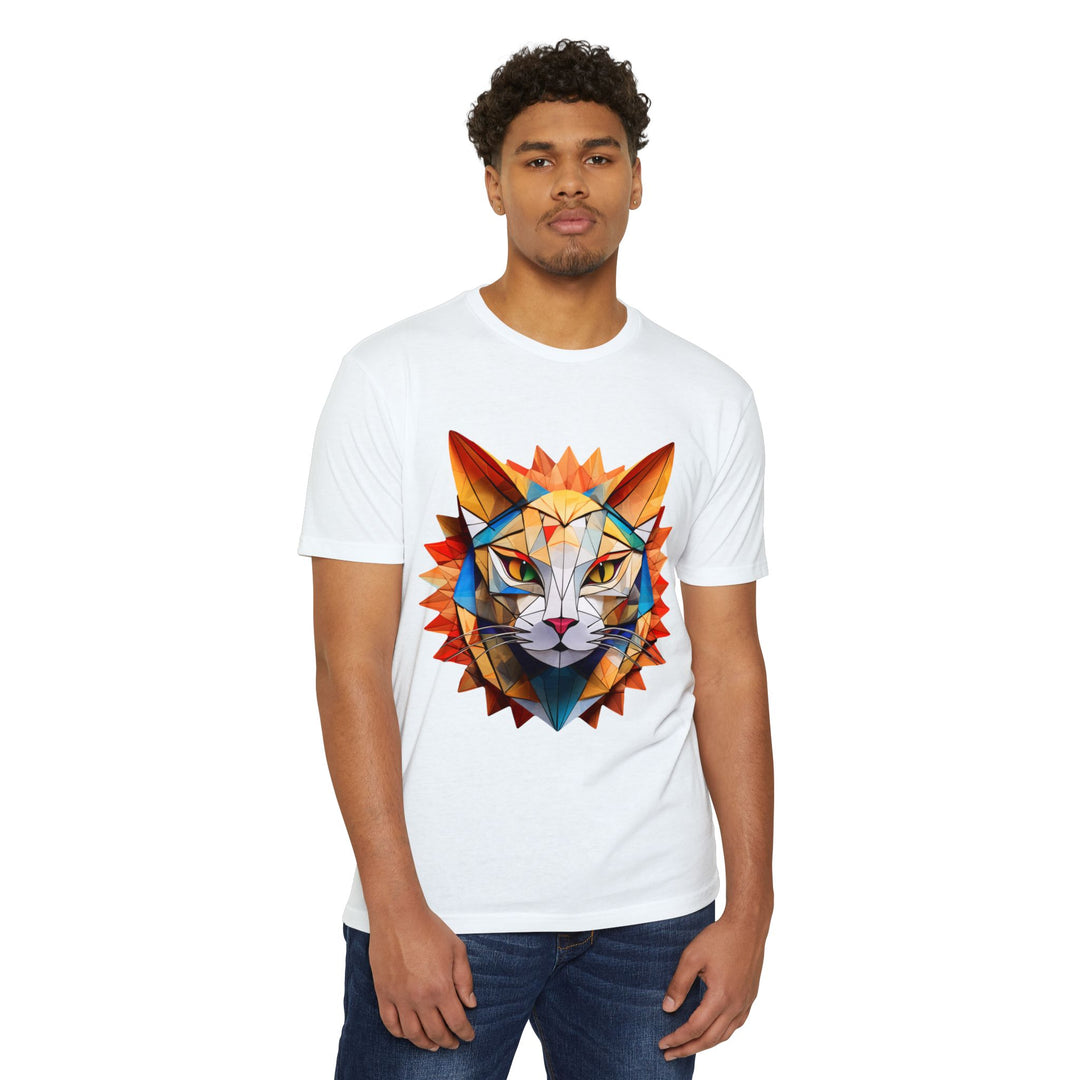 Geometric Feline T-Shirt - Modern Cat Art