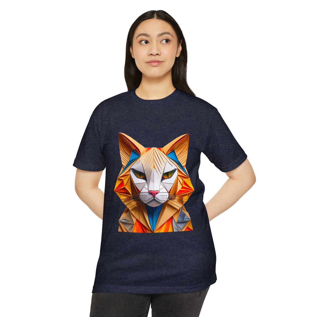 Geometric Feline T-Shirt - Modern Cat Art