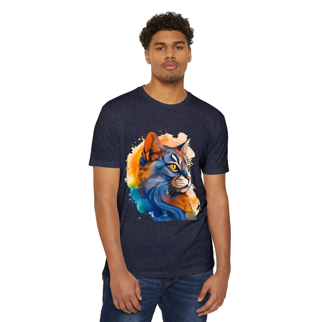 Sunset Gaze Cat Top - Unisex Vivid Portrait T-Shirt