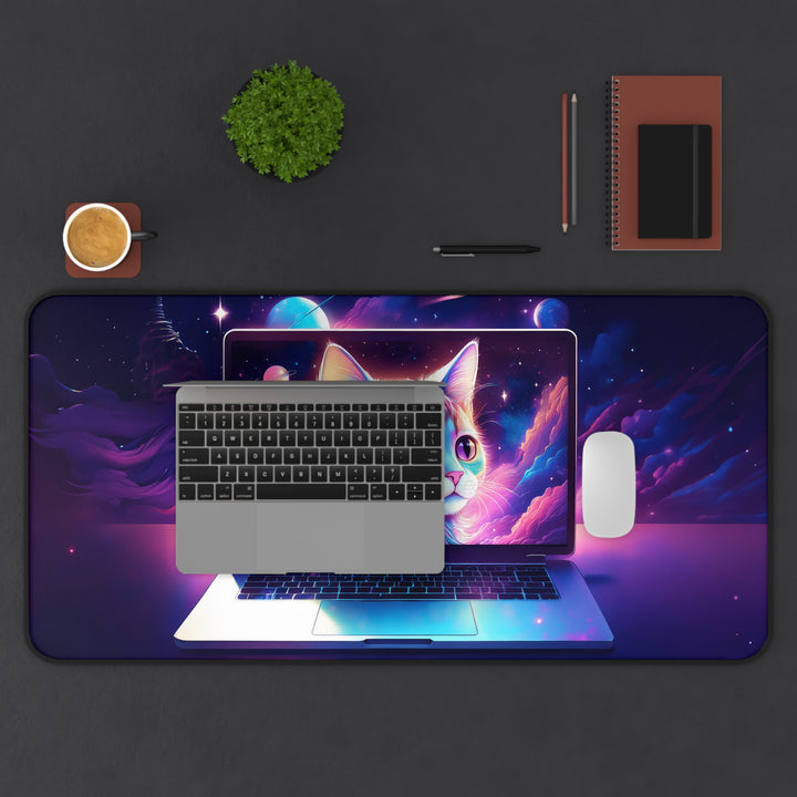 Cosmic Cat Desk Mat – Elevate Your Workspace with Stellar Style